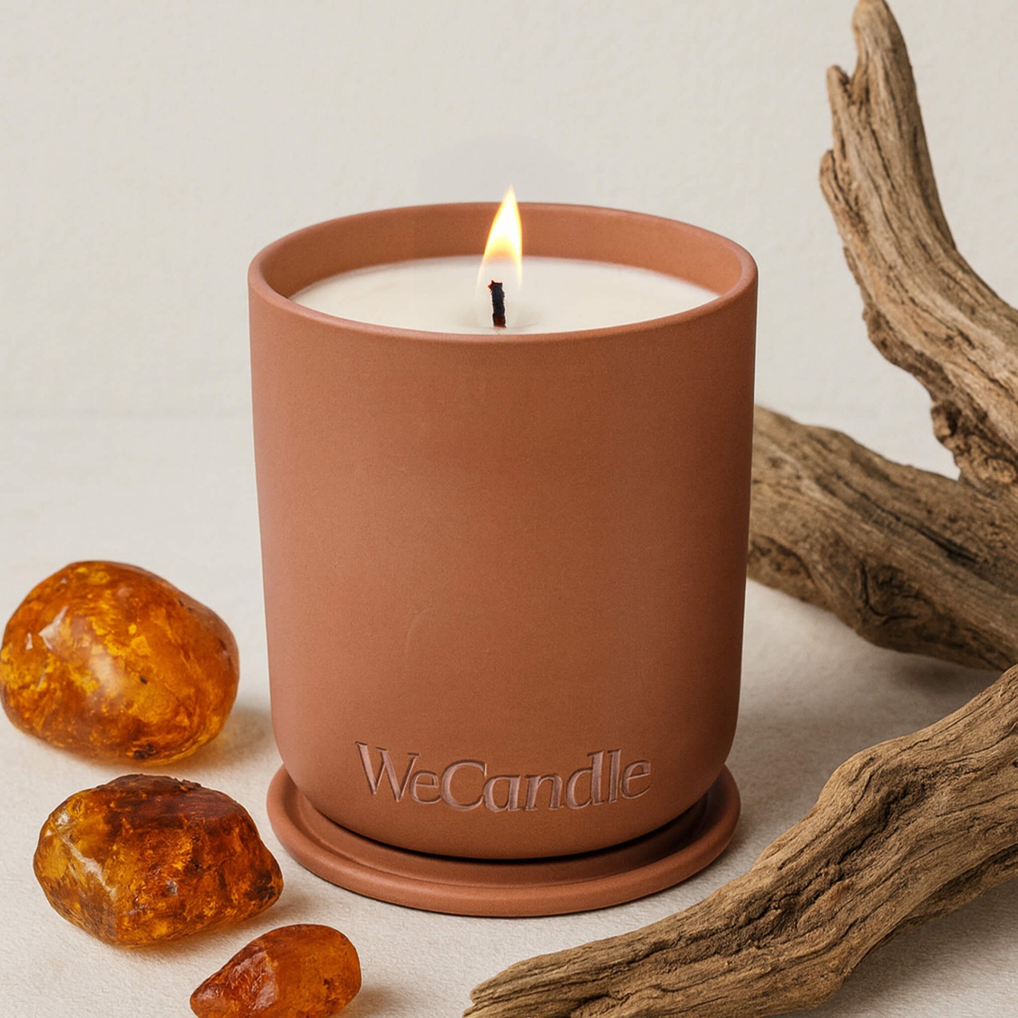 Amber & Driftwood Handmade Candle